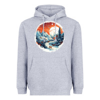 Heather Grey deer snow house design Heavyweight Hoodie - Unal Design