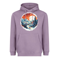 Lavender deer snow house design Heavyweight Hoodie - Unal Design