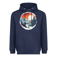 Navy deer snow house design Heavyweight Hoodie - Unal Design