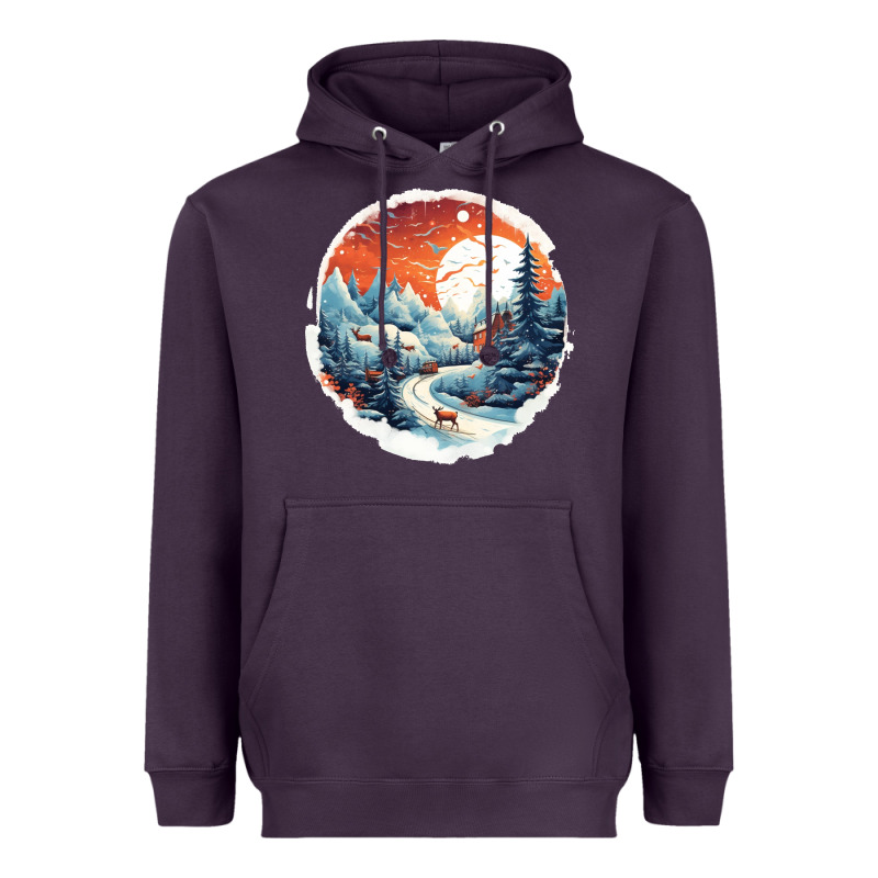 Deer Snow House Design Heavyweight Hoodie by Unal Design | Teevron
