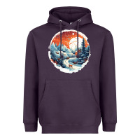Plum deer snow house design Heavyweight Hoodie - Unal Design
