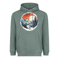 Sage deer snow house design Heavyweight Hoodie - Unal Design