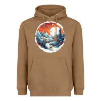 Toasted Coconut deer snow house design Heavyweight Hoodie - Unal Design