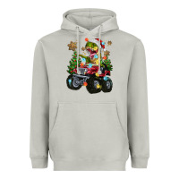 Moon Dust Christmas T-rex With Monster Truck Heavyweight Hoodie - MaliasSmallBusiness