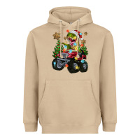 Mushroom Christmas T-rex With Monster Truck Heavyweight Hoodie - MaliasSmallBusiness