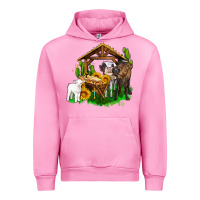 Fuchsia Pink jesus holy night cows and sunflowers Urban Hoodie - AdoDesignShop