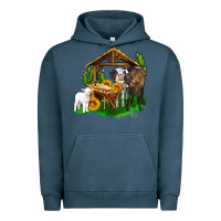 Pigment Midnight Navy jesus holy night cows and sunflowers Urban Hoodie - AdoDesignShop