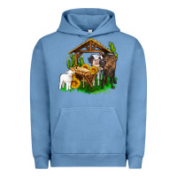 Pigment Pebble Blue jesus holy night cows and sunflowers Urban Hoodie - AdoDesignShop