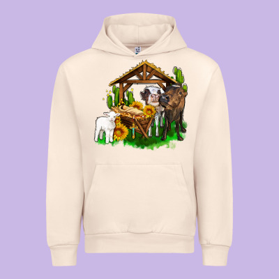 Jesus Holy Night Cows And Sunflowers Urban Hoodie Designed By Adodesignshop