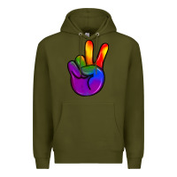 Army Green pride peace hand Premium Hoodie - JahusDesignShop
