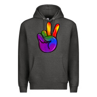 Charcoal Heather pride peace hand Premium Hoodie - JahusDesignShop