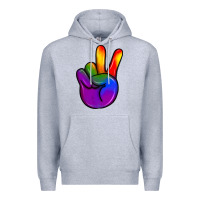 Heather Grey pride peace hand Premium Hoodie - JahusDesignShop