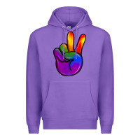 Purple pride peace hand Premium Hoodie - JahusDesignShop