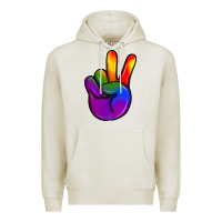 Oatmeal Heather pride peace hand Premium Hoodie - JahusDesignShop