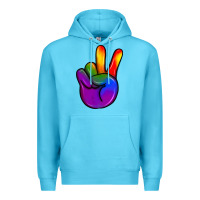 Ocean Blue pride peace hand Premium Hoodie - JahusDesignShop