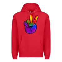 Red pride peace hand Premium Hoodie - JahusDesignShop