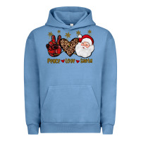 Pigment Pebble Blue peace love santa Urban Hoodie - JahusDesignShop