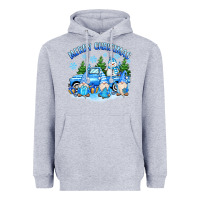 Heather Grey merry christmas snowman gnomes truck Heavyweight Hoodie - MaliasSmallBusiness