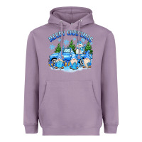 Lavender merry christmas snowman gnomes truck Heavyweight Hoodie - MaliasSmallBusiness