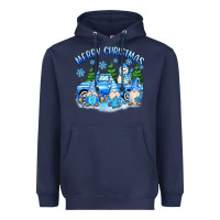 Navy merry christmas snowman gnomes truck Heavyweight Hoodie - MaliasSmallBusiness
