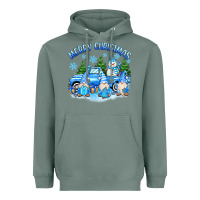Sage merry christmas snowman gnomes truck Heavyweight Hoodie - MaliasSmallBusiness