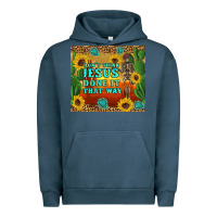 Pigment Midnight Navy don't think jesus done it that way western skeleton cactus Urban Hoodie - Artiststas