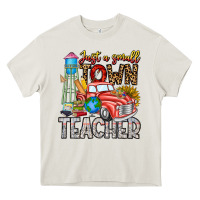 Cream Just a Small Town Teacher Heavy Core Tee - CowhideDigitalArt