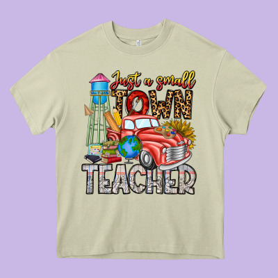 Just A Small Town Teacher Heavy Core Tee Designed By Cowhidedigitalart
