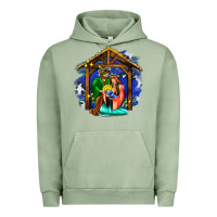 Pigment Oil Green jesus and mary with god Urban Hoodie - AdoDesignShop