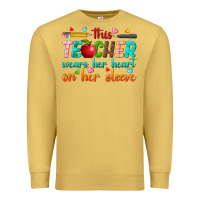 Antique Gold this teacher wears her heart on her sleeve Premium Sweatshirt - texasbilliewilder