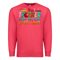 Cardinal this teacher wears her heart on her sleeve Premium Sweatshirt - texasbilliewilder