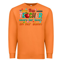 Carrot this teacher wears her heart on her sleeve Premium Sweatshirt - texasbilliewilder