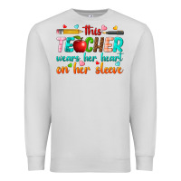 Dove Grey this teacher wears her heart on her sleeve Premium Sweatshirt - texasbilliewilder
