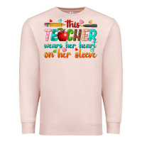 Pale Pink this teacher wears her heart on her sleeve Premium Sweatshirt - texasbilliewilder