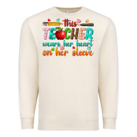 Sandshell this teacher wears her heart on her sleeve Premium Sweatshirt - texasbilliewilder