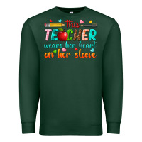 Sports Green this teacher wears her heart on her sleeve Premium Sweatshirt - texasbilliewilder