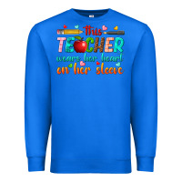 True Royal this teacher wears her heart on her sleeve Premium Sweatshirt - texasbilliewilder