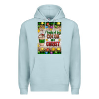 Blue Mist christmas fueled by cocoa and christ Premium Hoodie - Artiststas