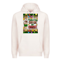 Pale Pink christmas fueled by cocoa and christ Premium Hoodie - Artiststas