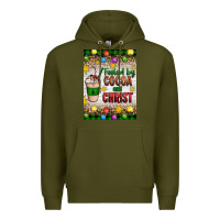 Army Green christmas fueled by cocoa and christ Premium Hoodie - Artiststas