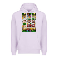Lilac christmas fueled by cocoa and christ Premium Hoodie - Artiststas