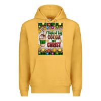 Mustard christmas fueled by cocoa and christ Premium Hoodie - Artiststas