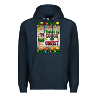Navy christmas fueled by cocoa and christ Premium Hoodie - Artiststas