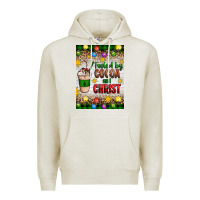 Oatmeal Heather christmas fueled by cocoa and christ Premium Hoodie - Artiststas