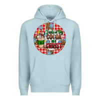Blue Mist christmas fueled by cocoa and christ ornament Premium Hoodie - Artiststas
