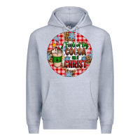 Heather Grey christmas fueled by cocoa and christ ornament Premium Hoodie - Artiststas