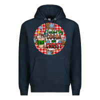 Navy christmas fueled by cocoa and christ ornament Premium Hoodie - Artiststas