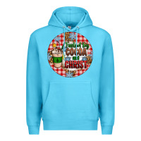 Ocean Blue christmas fueled by cocoa and christ ornament Premium Hoodie - Artiststas