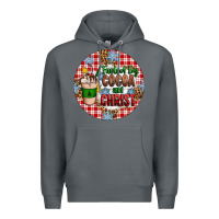 Rock christmas fueled by cocoa and christ ornament Premium Hoodie - Artiststas