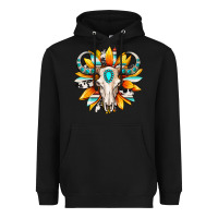 Black Western bull skull sunflower Heavyweight Hoodie - MaliasSmallBusiness